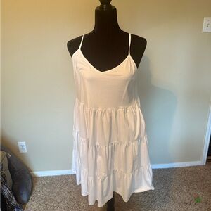 White Sleeveless Tiered Dress